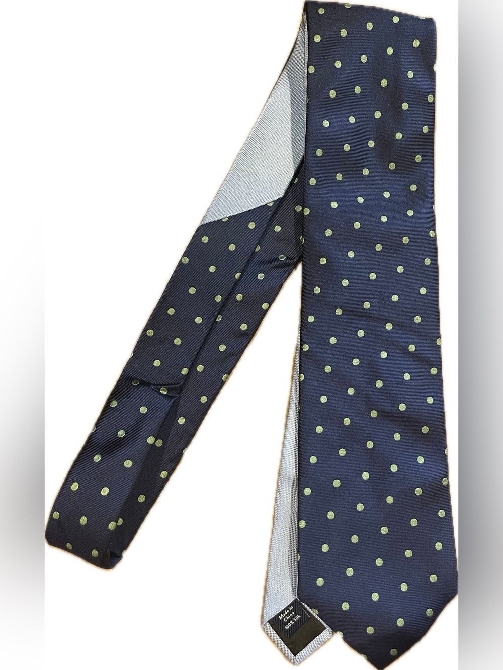croft & barrow Navy Tie with Green Polka Dots